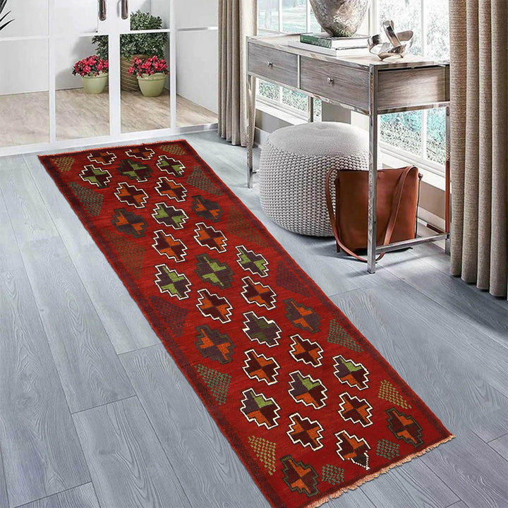Red Afghan Baluchi Runner 2' 3" x 6' 0" Hand-Knotted texture