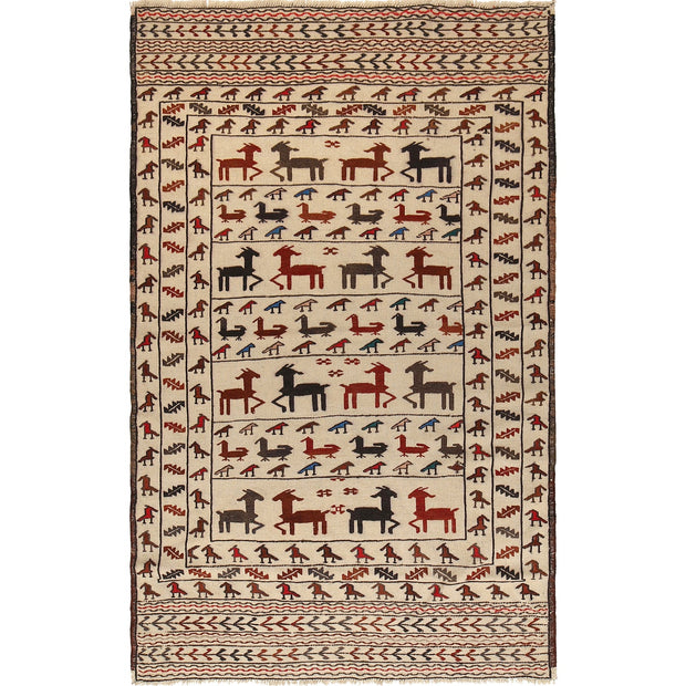 Handmade Soumak Kelim 4' 1" x 6' 6" - No. AL53855