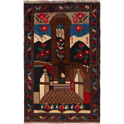 Handmade Pictorial Carpet 2' 11" x 4' 8" - No. AL39782