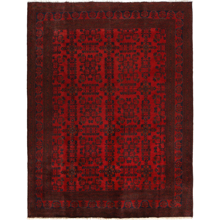 Red Afghan Khal Mohammadi Rug 5' 9" x 7' 9" Hand-Knotted