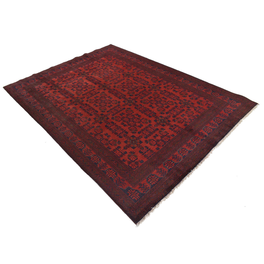 Red Afghan Khal Mohammadi Rug 5' 9" x 7' 9" Hand-Knotted close-up
