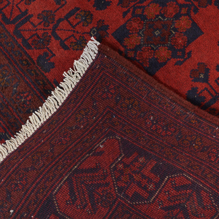 Red Afghan Khal Mohammadi Rug 5' 9" x 7' 9" Hand-Knotted border