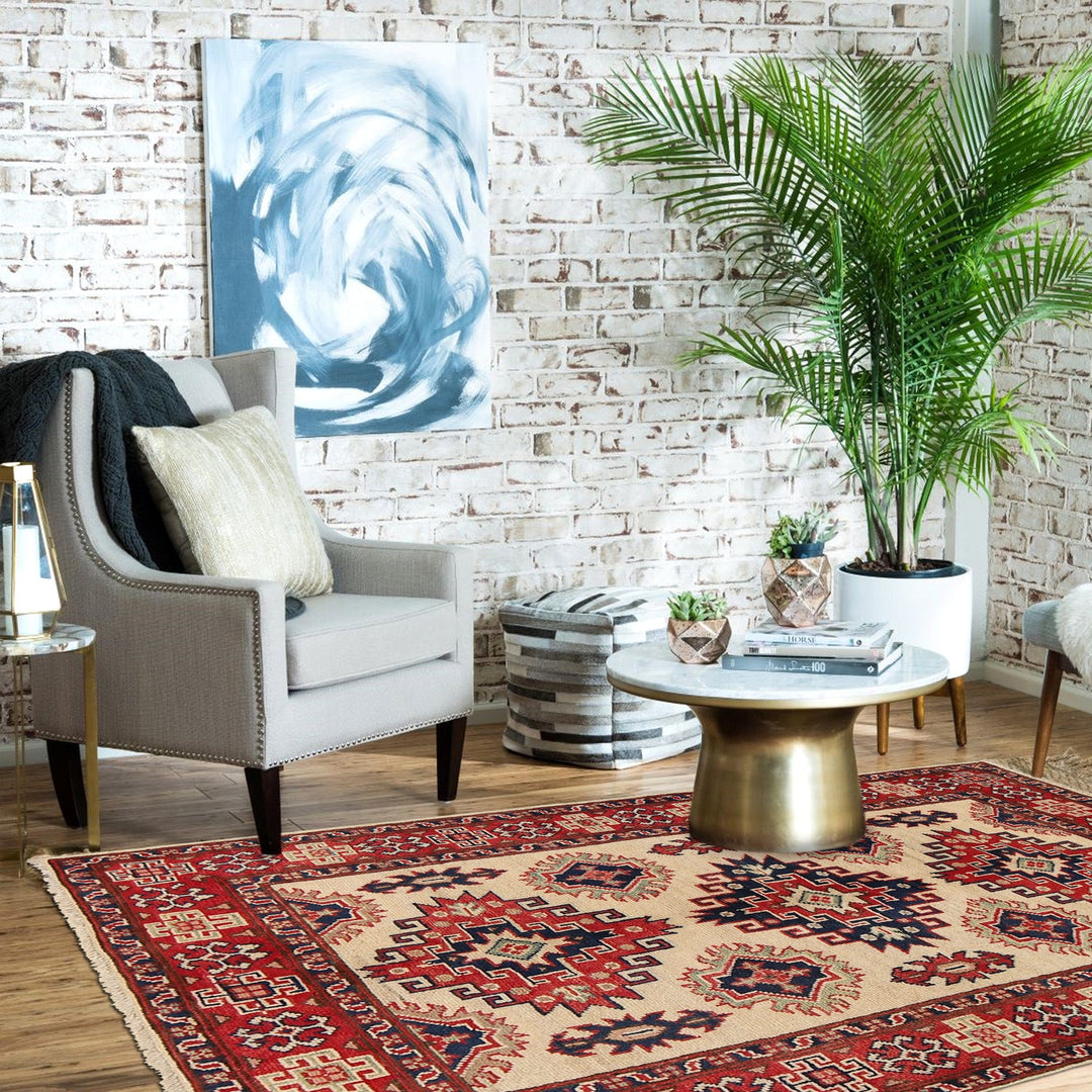 Handmade Kazak Area Rug 3' 5" x 4' 10" - No. AL47207