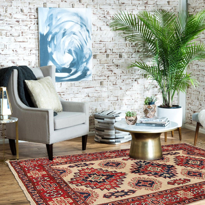 Handmade Kazak Area Rug 3' 5" x 4' 10" - No. AL47207