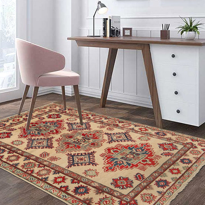 Ivory Color Kazak Rug 3' 7" x 4' 10" - No. AL92003