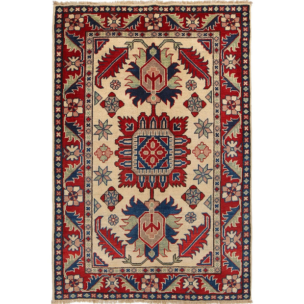 Red Color Kazak Rug 3' 4" x 4' 10" - No. AL82138