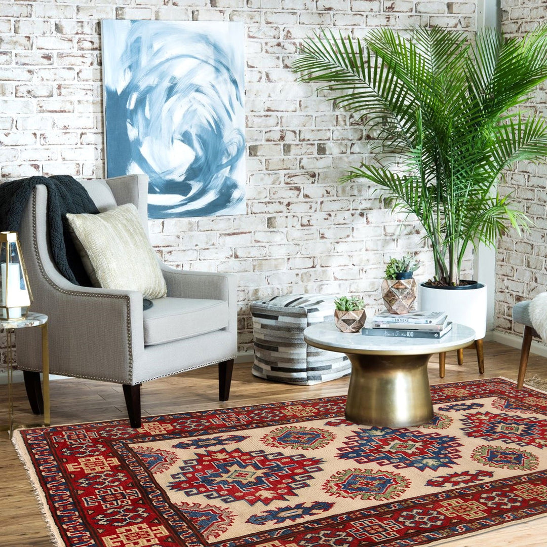 Handmade Kazak Area Rug 3' 3" x 4' 9" - No. AL52866