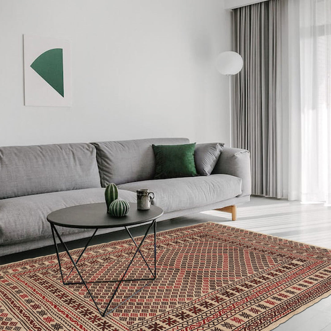 Handmade Soumak Kelim 4' 2" x 6' 5" - No. AL11810