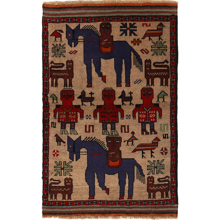 Hand Made Animal Pictorial Area Carpet  3' 1" x 4' 11" - No. AL23997
