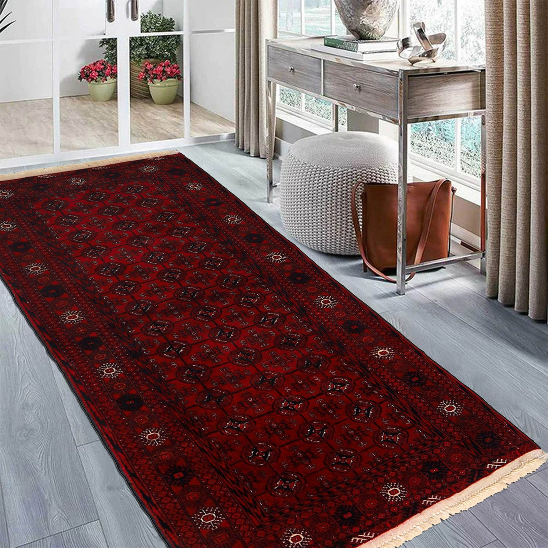 Maroon Bokhara Runner Rug 2' 11" x 5' 5" - No. AL47302