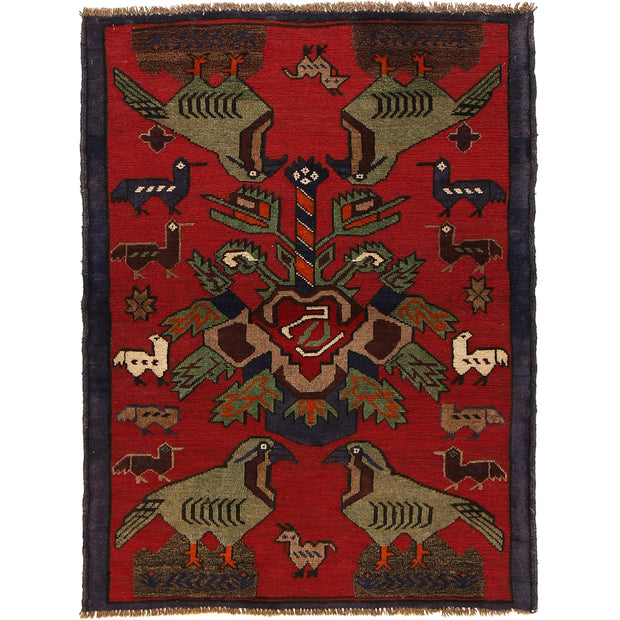 Handmade Pictorial Carpet 3' 1" x 4' 2" - No. AL65196