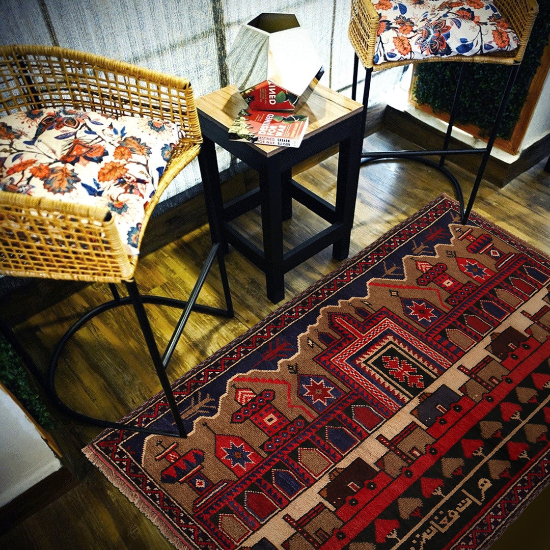 Handmade Picture Area Rug  2' 11" x 4' 10" - No. AL86832