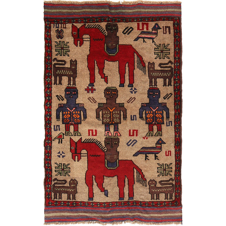 Hand Made Animal Pictoral Area Carpet 2' 10" x 4' 8" - No. AL10360