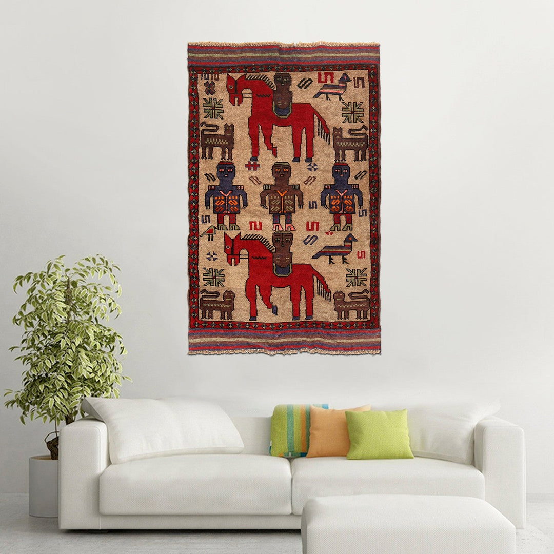 Hand Made Animal Pictoral Area Carpet 2' 10" x 4' 8" - No. AL10360