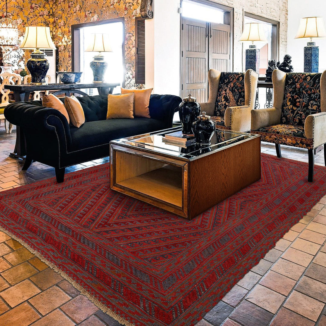 Handmade Wool Mushwani Rug 6' 7" x 8' 8" - No. AL37211