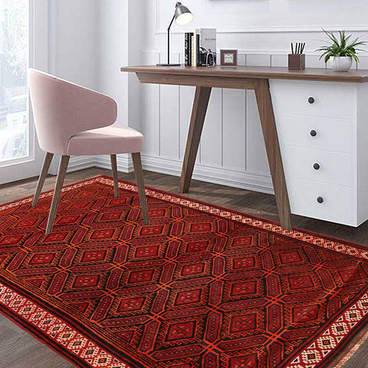 Red Color Baluchi Rug 4' 6" x 7' 5" - No. AL74212