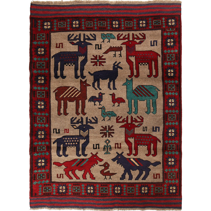 Hand Made Animal Pictorial Area Carpet 4' 6" x 6' 1" - No. AL54939