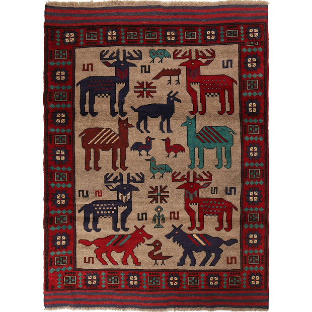 Hand Made Animal Pictorial Area Carpet 4' 6" x 6' 1" - No. AL54939