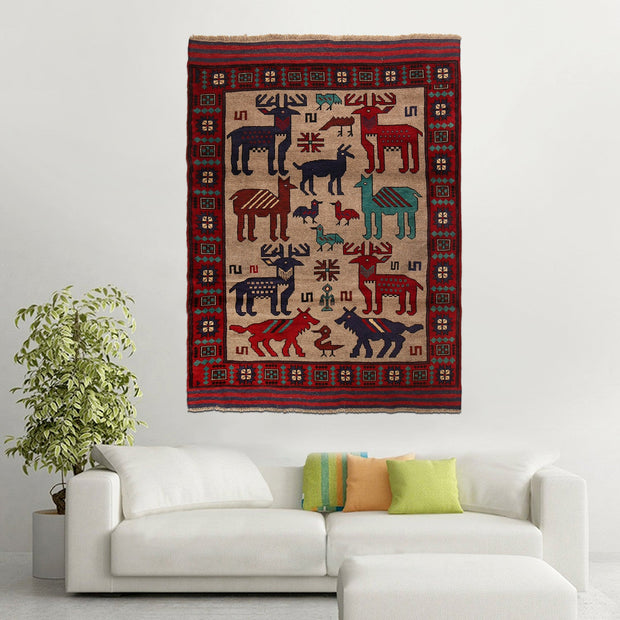 Hand Made Animal Pictorial Area Carpet 4' 6" x 6' 1" - No. AL54939