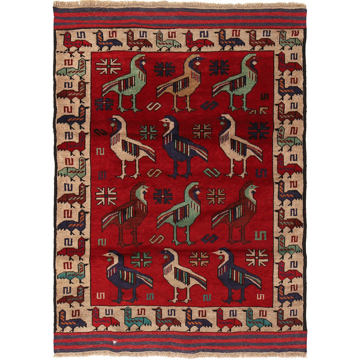 Hand Knotted Birds Pictorial Area Rug 4' 4" x 6' 2" - No. AL99825