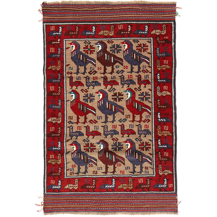 Hand Knotted Birds Pictorial Area Rug 3' 11" x 6' 2" - No. AL86408