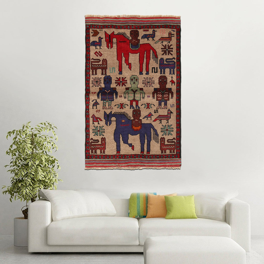 Hand Made Animal Pictoral Area Carpet 3' 1" x 4' 10" - No. AL79430
