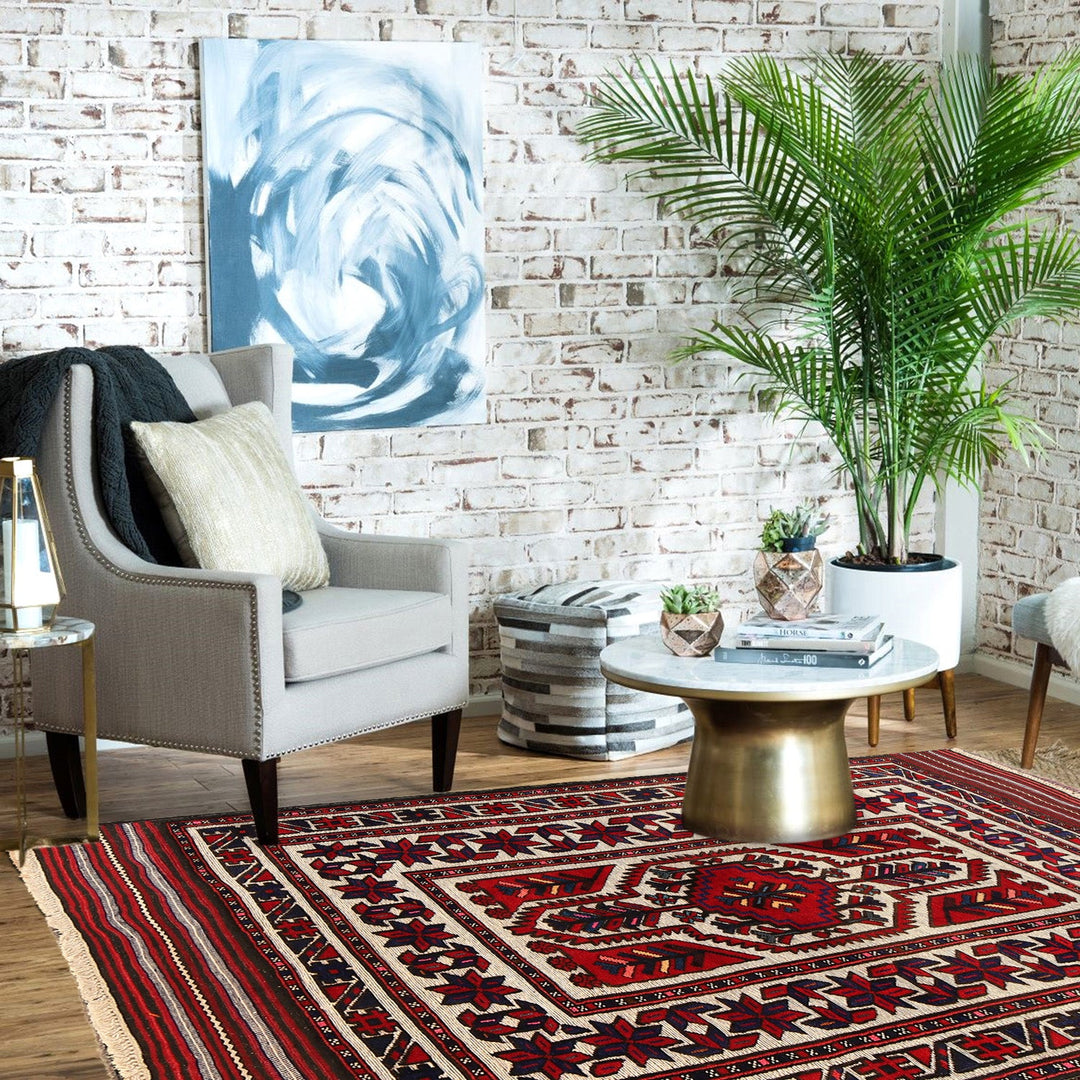 Handmade Barjista Kilim Rug 4' 2" x 6' 1" - No. AL83171