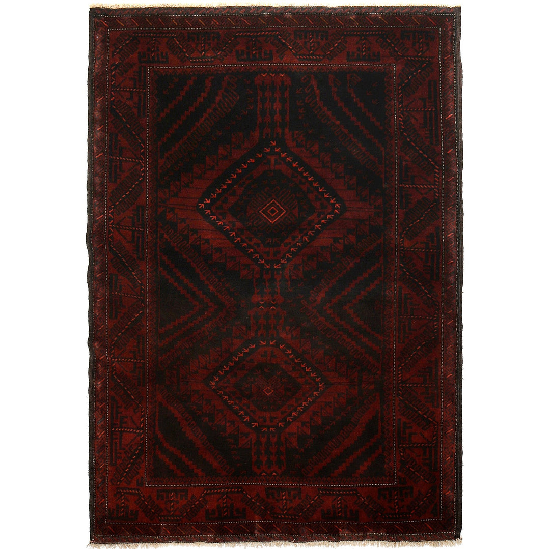 Afghan Baluchi Rug 4' 3" x 6' 4" Hand-Knotted