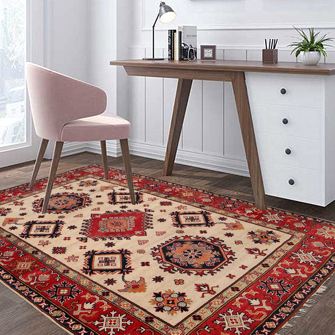 Handmade Kazak Area Rug 5' 1" x 6' 3" - No. AL74430