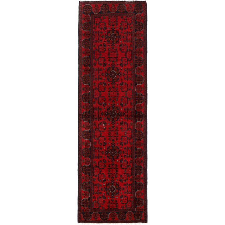 Red Color Afghan Area Runner Rug 2' 9" x 9' 9" - No. AL80387