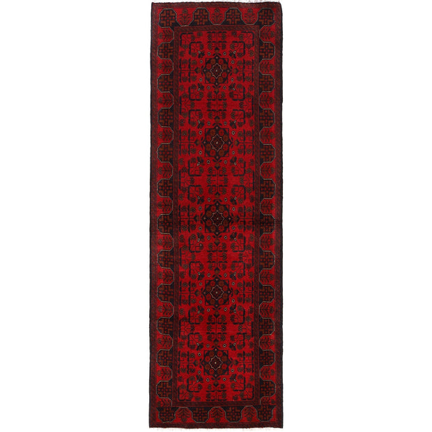 Red Color Afghan Area Runner Rug 2' 9" x 9' 9" - No. AL80387