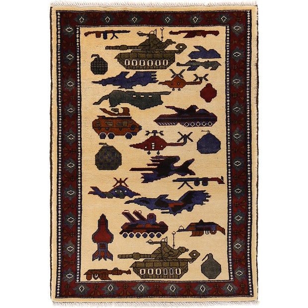 Authentic Afghan War Area Rug 2' 9" x 4' 0" - No. AL85294