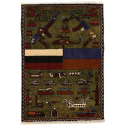 Handcrafted Afghan War Rug 2' 0" x 2' 10" - No. AL15514
