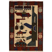 Afghan War Rug – Military Design 2' 0" x 2' 11" - No. AL69870