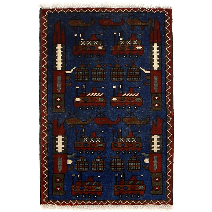 Handmade Afghan War Area Rug 1' 11" x 2' 10" - No. AL51269