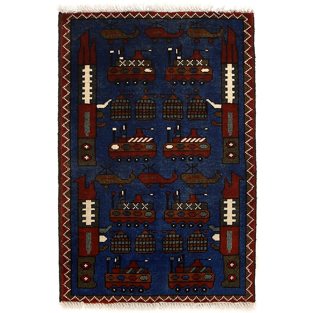 Handmade Afghan War Area Rug 1' 11" x 2' 10" - No. AL51269