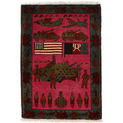 Pink Color War Rug 2' 0" x 2' 10" - No. AL99817