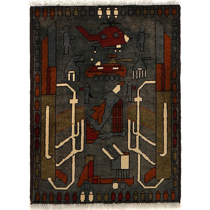 Handcrafted Afghan War Rug 2' 1" x 2' 9" - No. AL96701