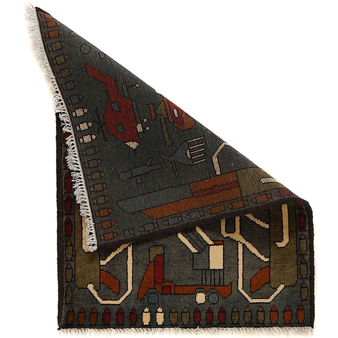 Handcrafted Afghan War Rug 2' 1" x 2' 9" - No. AL96701