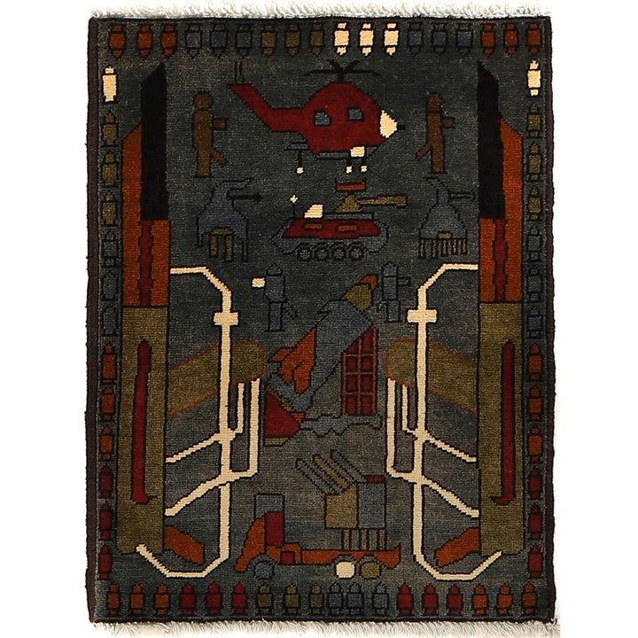 Handcrafted Afghan War Rug 2' 0" x 2' 9" - No. AL51443