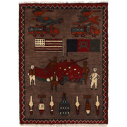 Hand-Knotted Afghan War Carpet 1' 11" x 2' 8" - No. AL31484