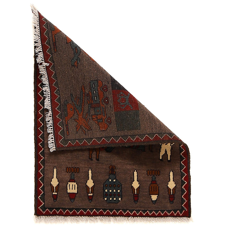Hand-Knotted Afghan War Carpet 1' 11" x 2' 8" - No. AL31484