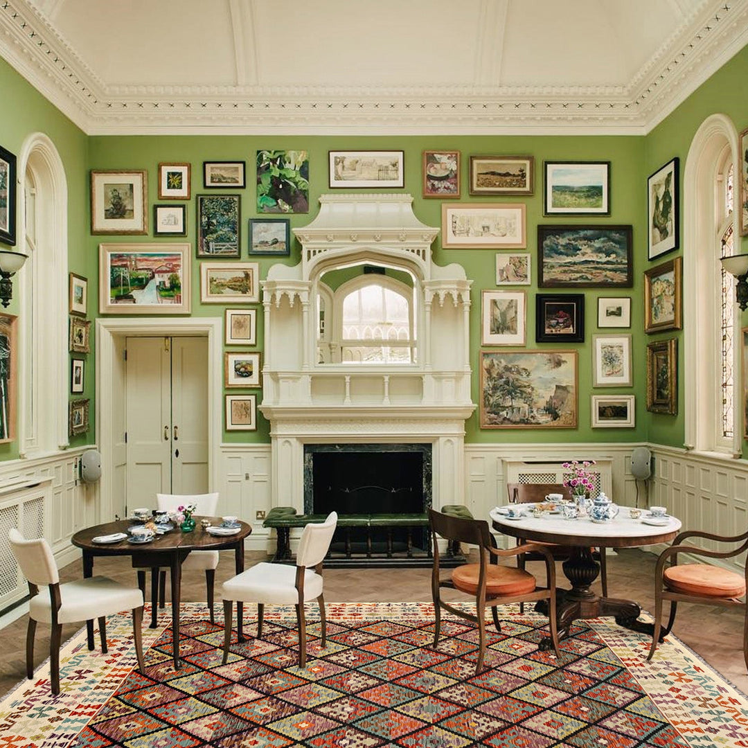 Handmade Turkish Design Wool Kilim 8' 7" x 9' 9" - No. AL23554