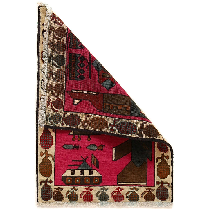 Handmade Afghan War Area Rug 2' 0" x 2' 11" - No. AL34403