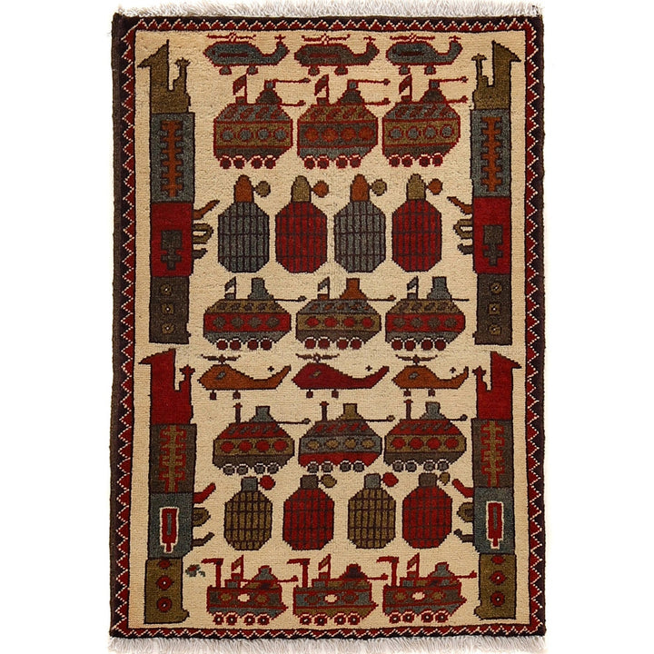 Ivory War Rug 2' 0" x 2' 10" - No. AL71506