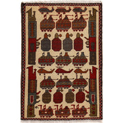 Ivory War Rug 2' 0" x 2' 10" - No. AL71506