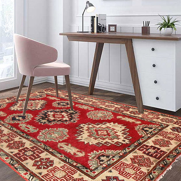 Red Color Kazak Rug 2' 9" x 3' 11" - No. AL50323