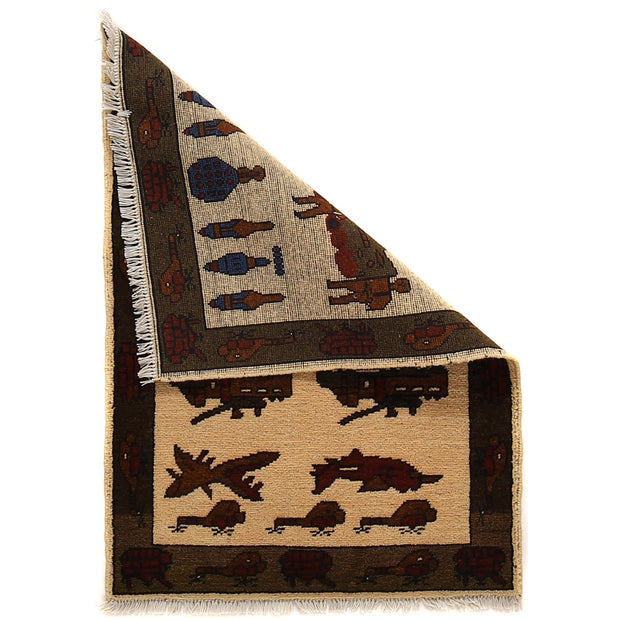 Handmade Afghan War Area Rug 2' 1" x 3' 1" - No. AL88188