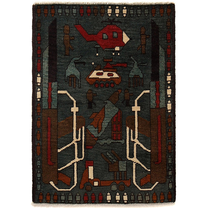 Gray Color War Rug 2' 0" x 2' 9" - No. AL11338