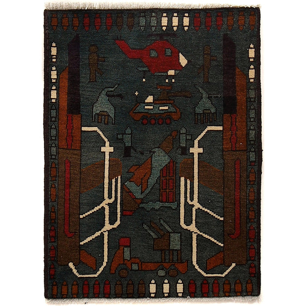 Gray War Rug 2' 0" x 2' 8" - No. AL73459